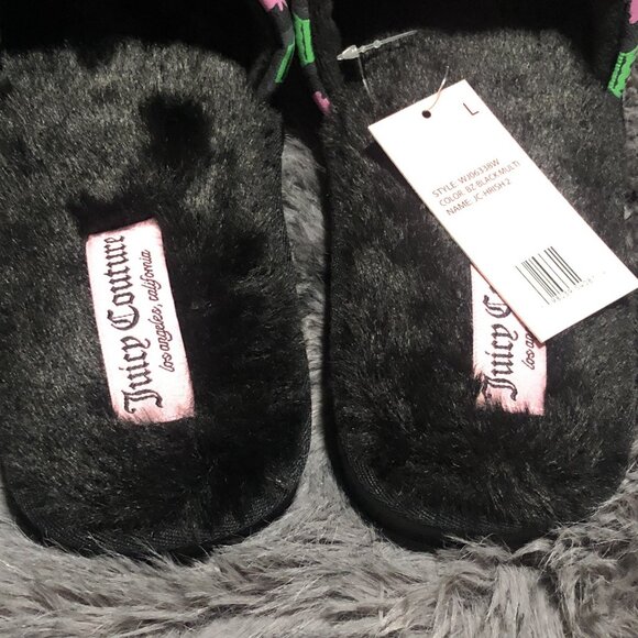 Juicy Couture JC-Hrish 2 Faux Fur Slides Slippers Women's, Size L (9-10), Black - Picture 4 of 6